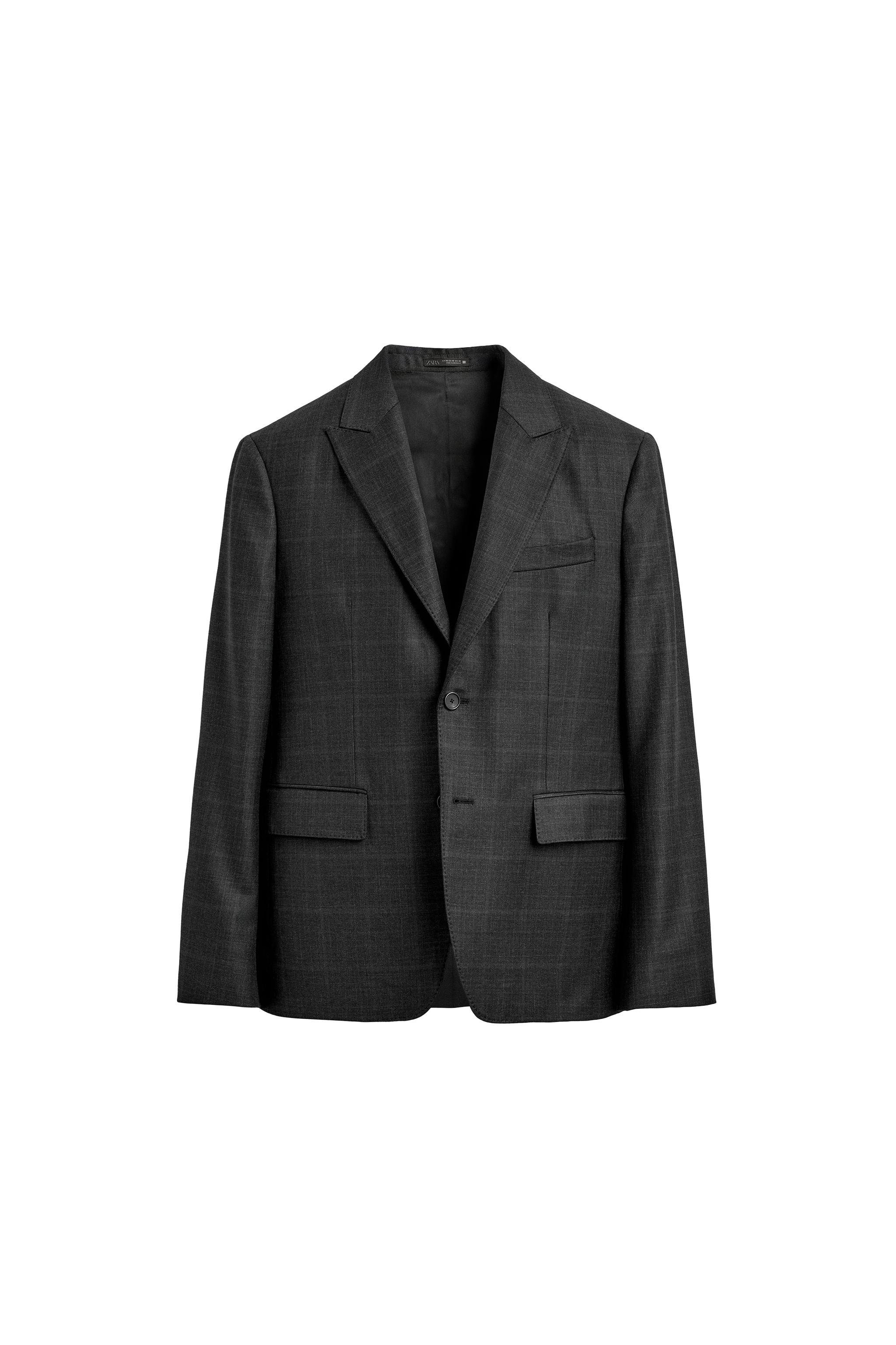 100% WOOL PLAID SUIT JACKET